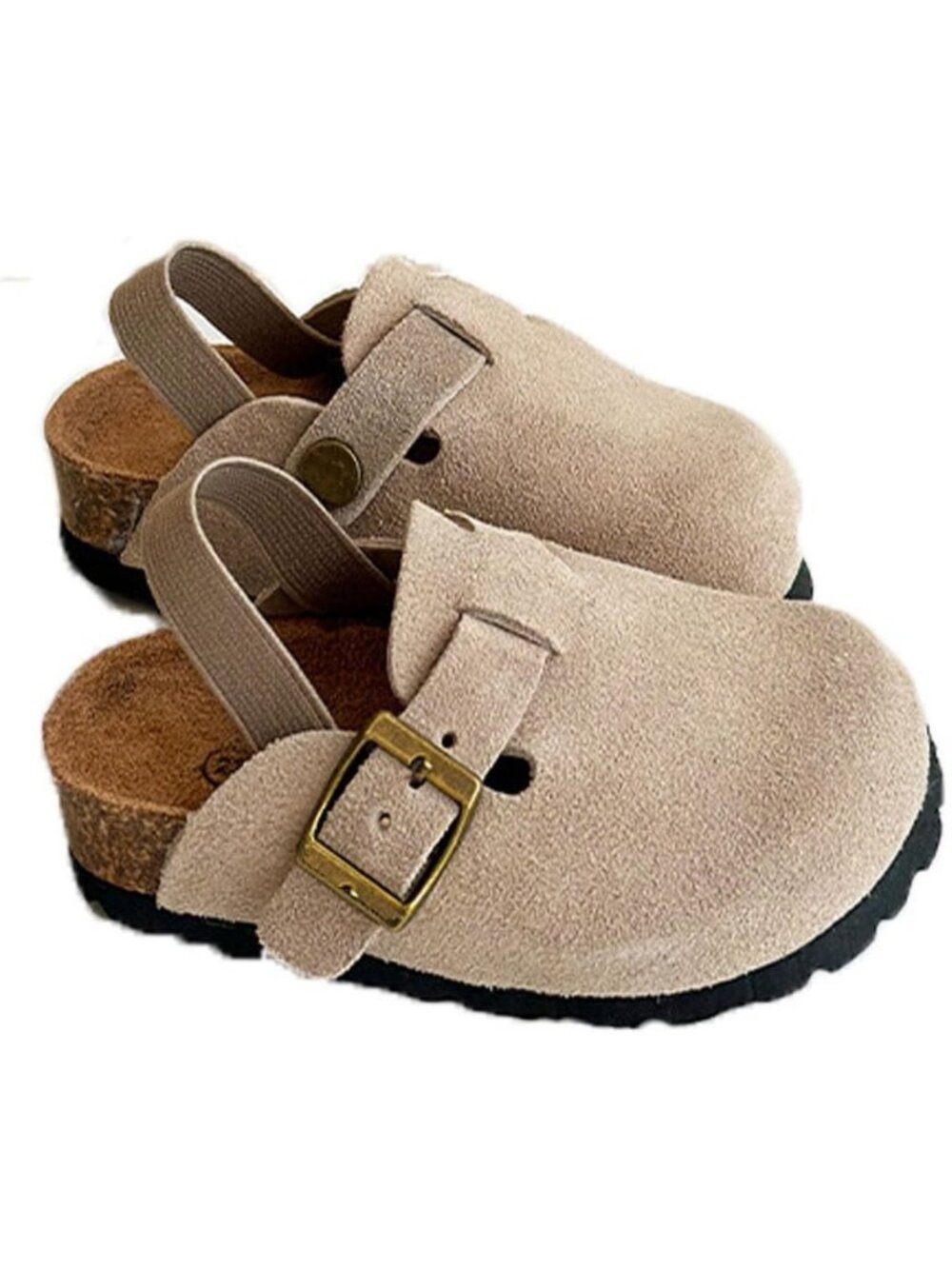 Cozy Kids Suede Clogs | Adjustable Buckle Toddler Sandals | Cork Mules for Boys